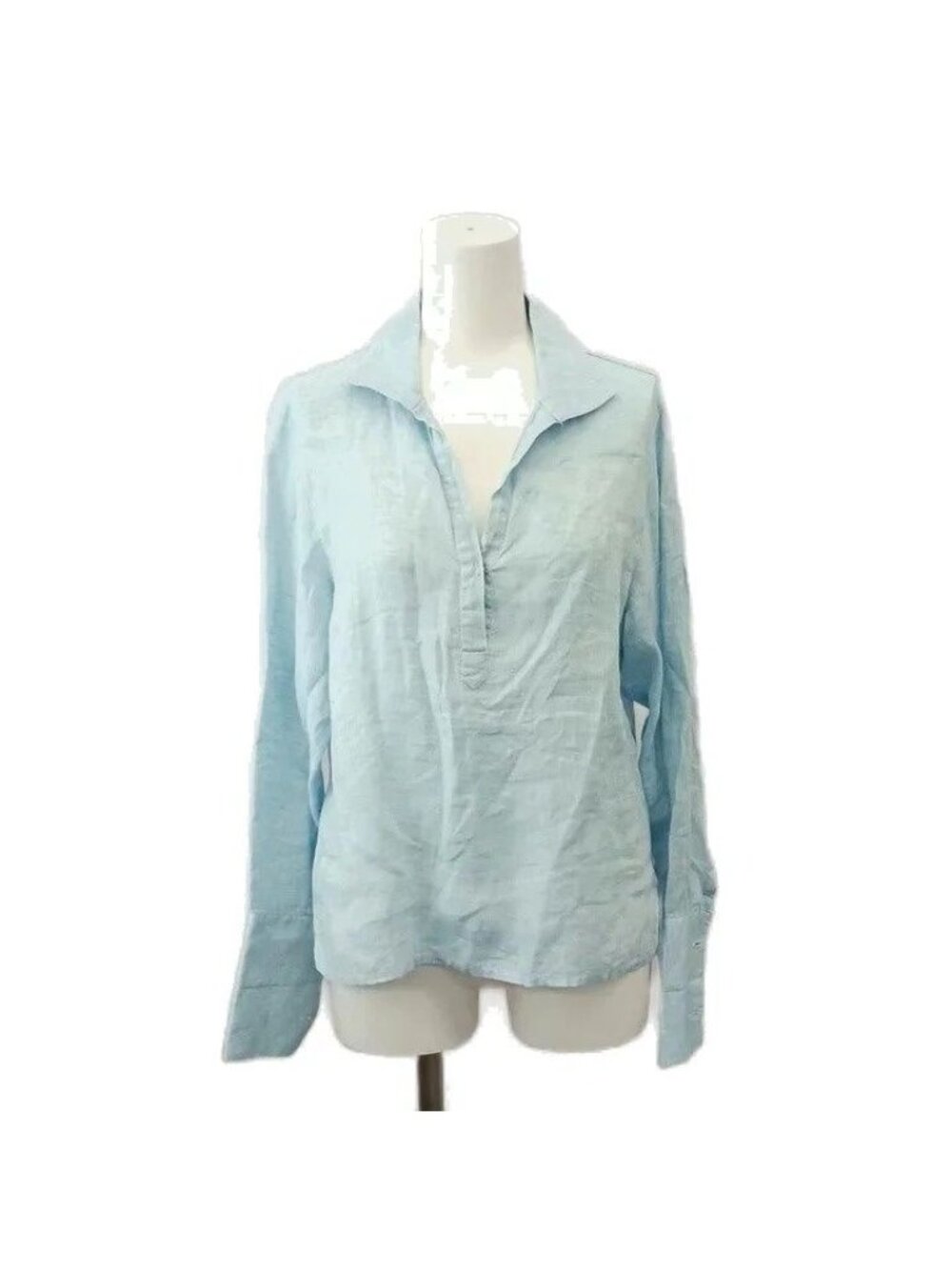 Loro Piana Loropiana Shirt Hemp Linen V-n Long Sleeve Light Blue 40